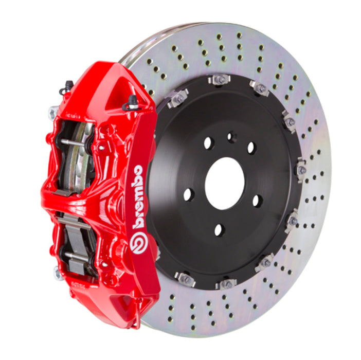 Brembo 09-15 7-Series Front GT BBK 6 Piston Cast 405x34 2pc Rotor Drilled-Red