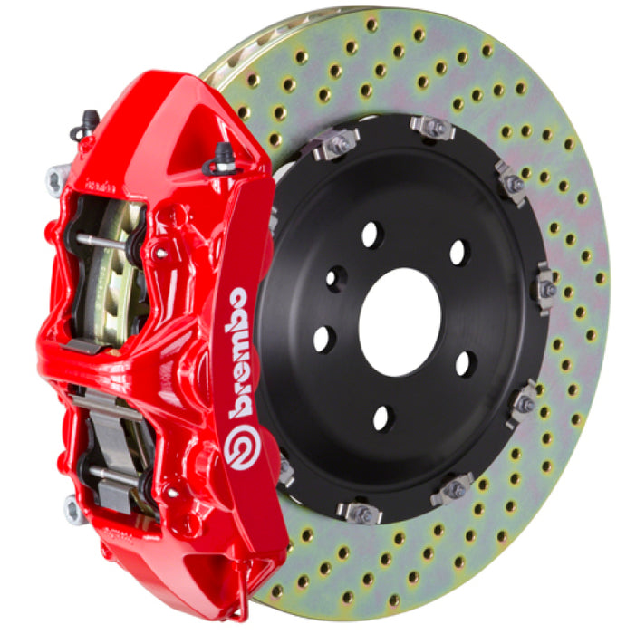 Brembo 14-18 A45 AMG Front GT BBK 6 Piston Cast 365x34 2pc Rotor Drilled-Red