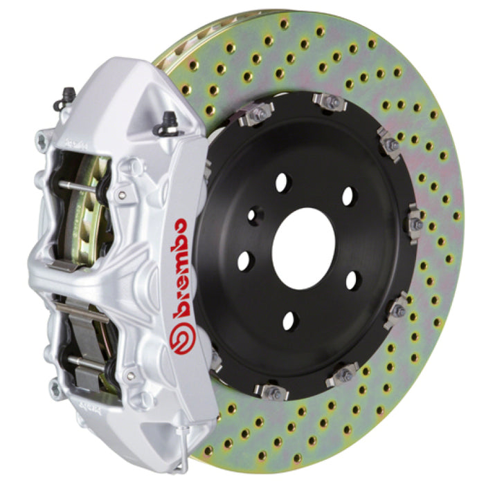 Brembo 06-13 Corvette Z06 Excl CC Brakes Front GT BBK 6 Piston Cast 365x34 2pc Rotor Drilled-Silver