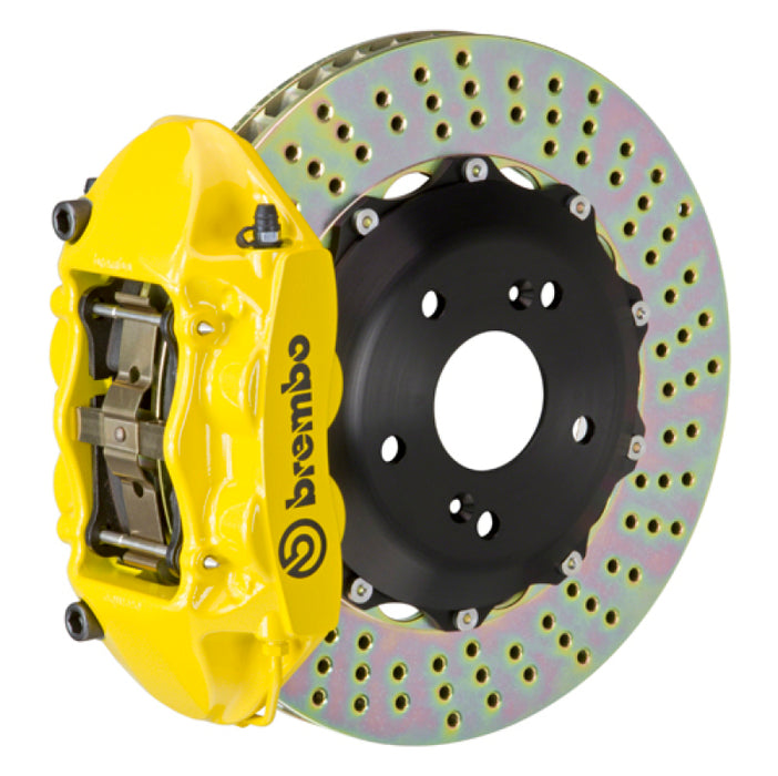 Brembo 99-07 Lancer Evo VI/VII/VIII/IX Rear GT BBK 4 Piston Cast 328x28 2pc Rotor Drilled- Yellow