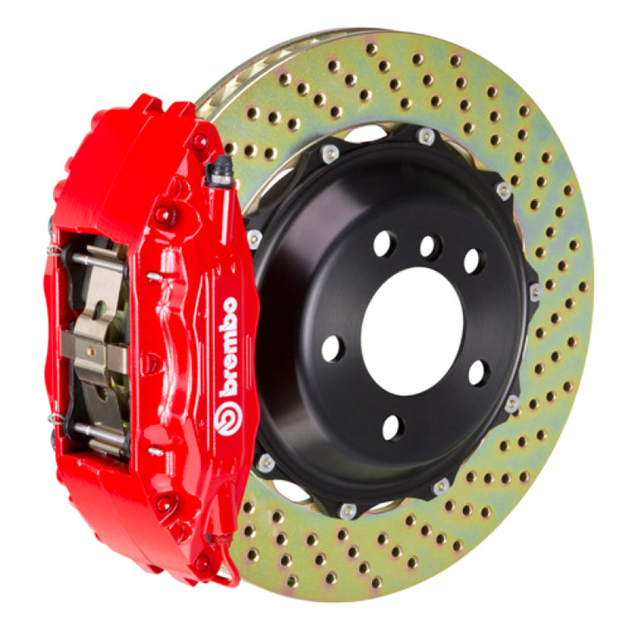 Brembo 04-17 WRX STi Front GT BBK 6 Piston Cast 355x32 2pc Rotor Drilled-Red