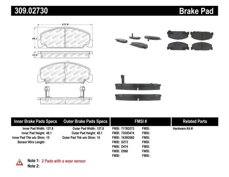 StopTech Performance 93-00 Honda Civic DX w/ Rr Drum Brakes Front Brake Pads