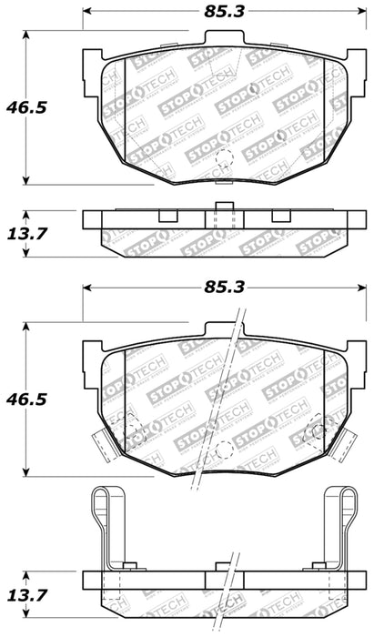 StopTech Performance Hyundai Elantra/Tiburon / Kia Spectra / Nissan Maxima/Stanza Rear Brake Pads