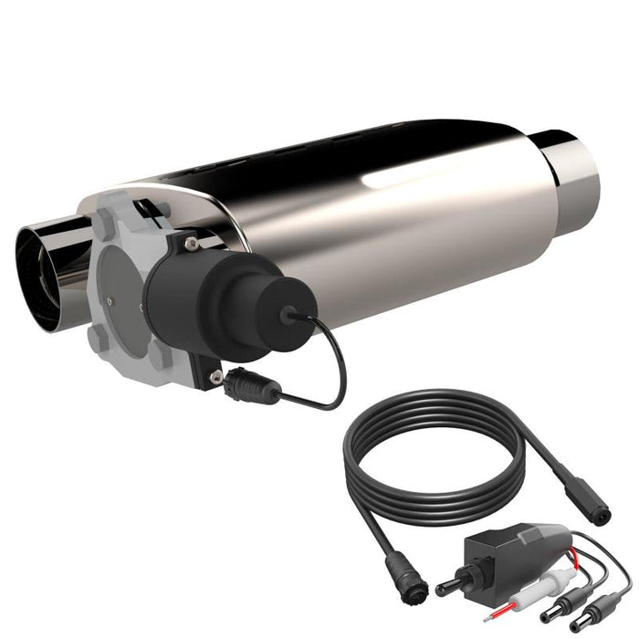 QTP 3in Weld-On 304SS Screamer Muffler Short Case w/Bolt-On QTEC Electric Cutout