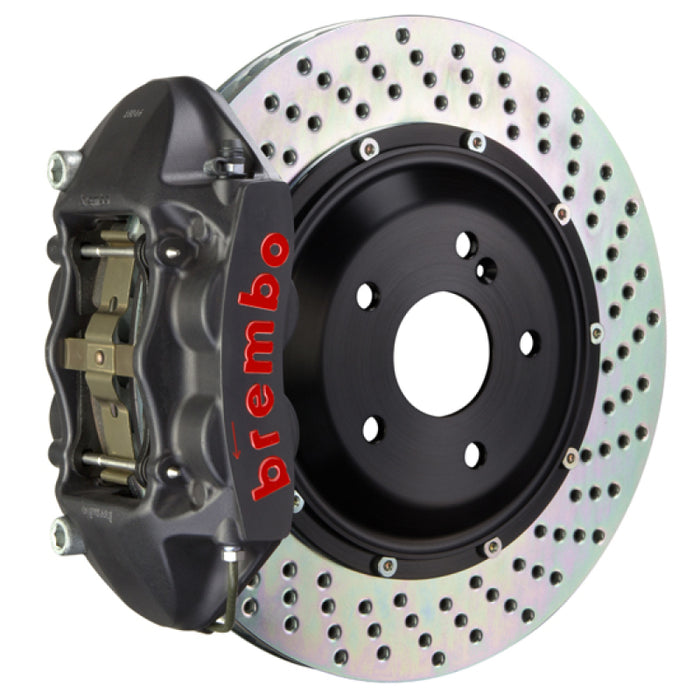 Brembo 03-08 SL55 AMG(Excl Black Series) Rr GTS BBK 4Pist Cast 380x28 2pc Rotor Drilled-Black HA