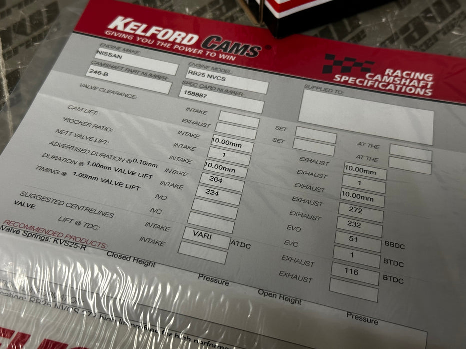 Kelford 246-BCamshafts 264/272 dur 10mm for R33 RB25DET NVCS