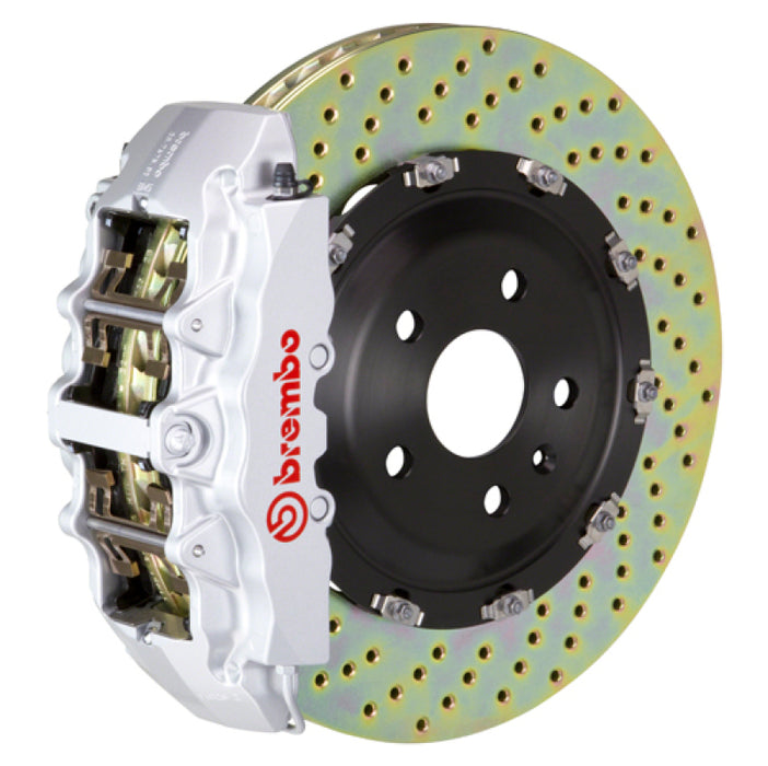 Brembo 14-18 A45 AMG Front GT BBK 6 Piston Cast 380x34 2pc Rotor Drilled-Silver