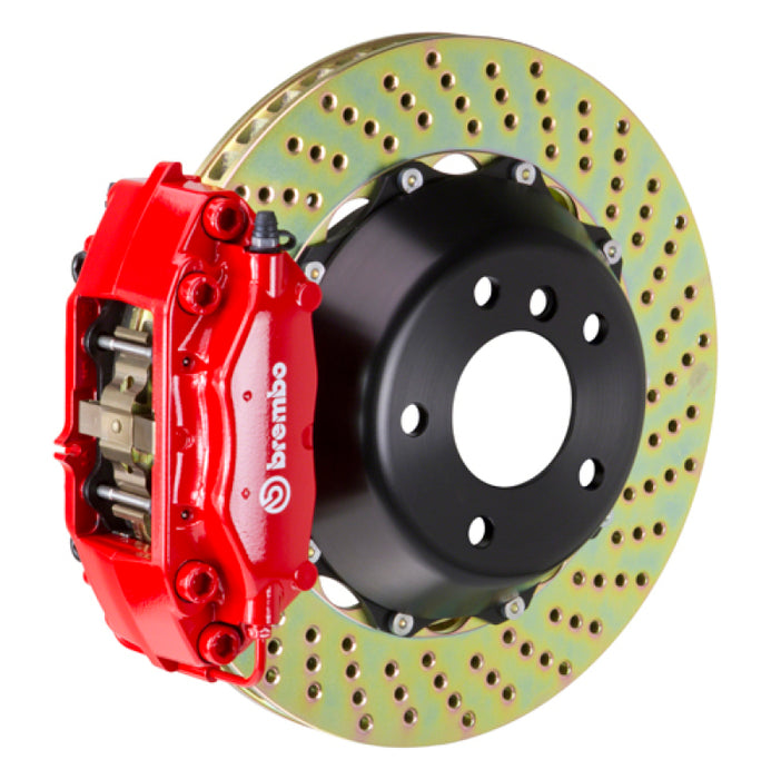 Brembo 08-13 M3 (E90/E92/E93) Rear GT BBK 4 Piston Cast 345x28 2pc Rotor Drilled-Red