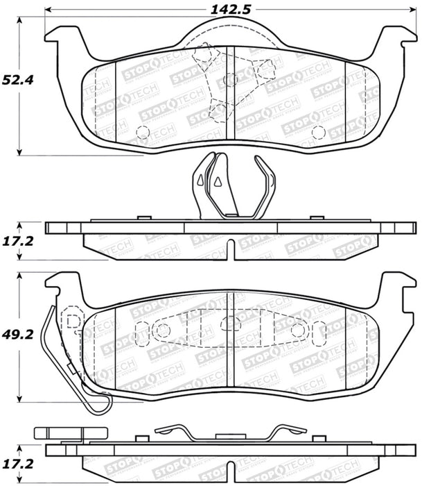 StopTech Sport Brake Pads w/Shims and Hardware - Rear