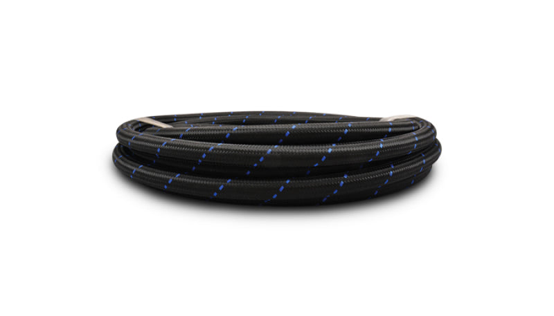 Vibrant -4 AN Two-Tone Black/Blue Nylon Braided Flex Hose (20 foot roll)