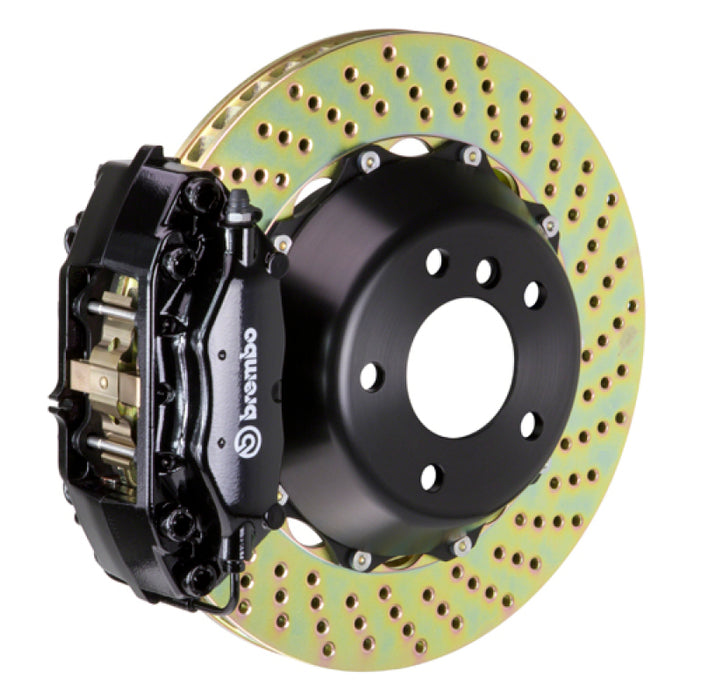 Brembo 05-1ster S/Spyder (Excl PCCB) Rr GT BBK 4Pis Cast 345x28 2pc Rotor Drilled-Black