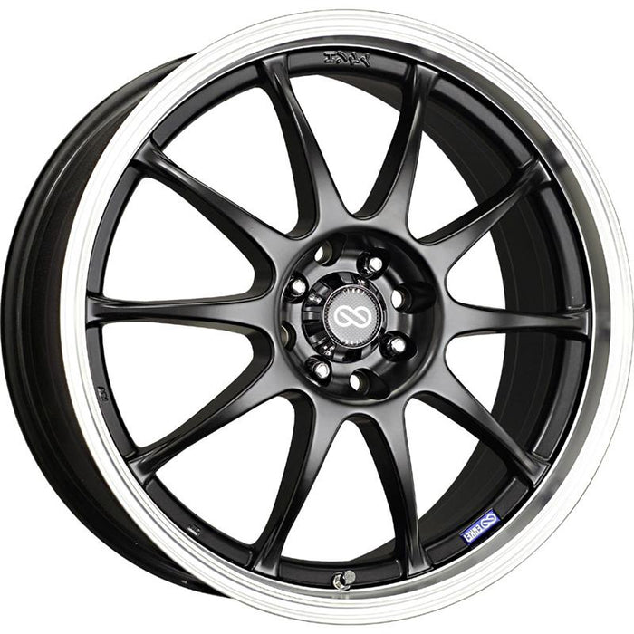 Enkei J10 17x7 38mm Offset 5x100 72.6mm Bore Matte Black w/ Machined Lip Wheel