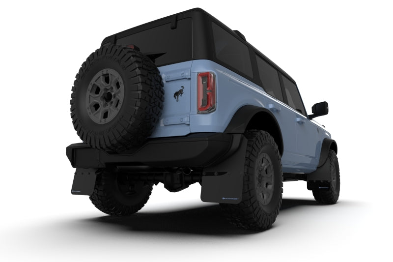 Rally Armor 21-25 Ford Bronco (Steel Bmpr + RR- NO Rptr/Sprt) Blk Mud Flap w/Cy Orange Logo