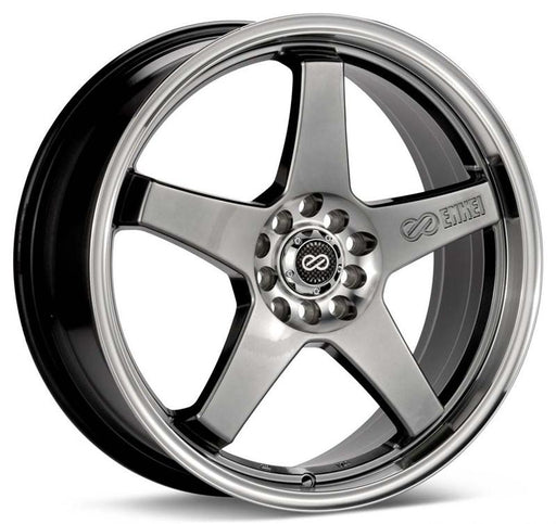 Enkei EV5 17x7 45mm Offset 5x100/114.3 72.6mm Bore Hyper Black w/ Machined Lip Wheel