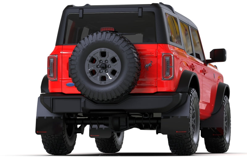 Rally Armor 21-25 Ford Bronco (Steel Bmpr + RB - NO Rptr/Sprt) Blk Mud Flap w/Area Blue Logo