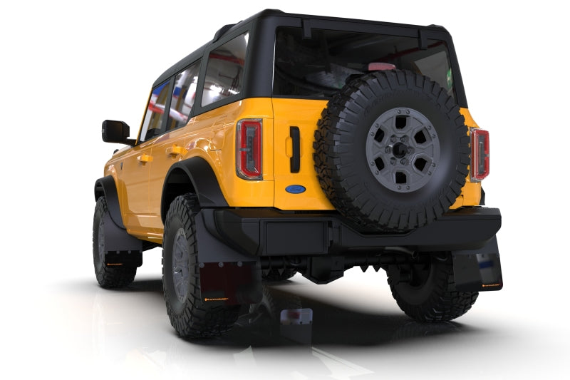 Rally Armor 21-25 Ford Bronco (Plstc Bmpr + RR - NO Rptr/Sprt) Blk Mud Flap w/Met. Blk Logo