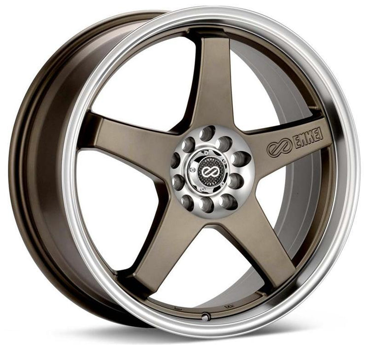 Enkei EV5 18x7.5 45mm Offset 5x100/114.3 72.6mm Bore Matte Bronze w/ Machined Lip Wheel