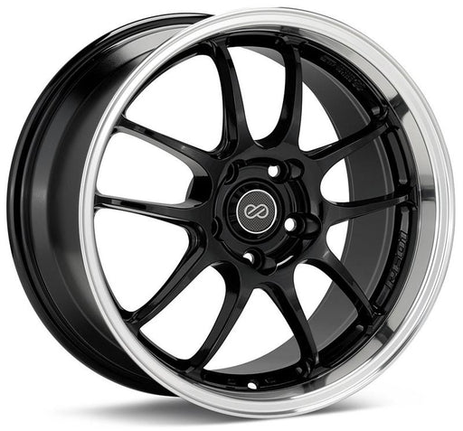 Enkei PF01SS 17x8 50mm Offset 5x114.3 75mm Bore Gloss Black w/ Machined Lip Wheel