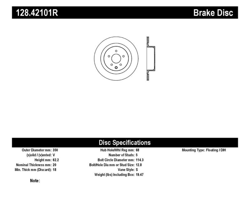 StopTech Nissan 370z / Infiniti G37 SportStop Drilled Rear Right Rotor