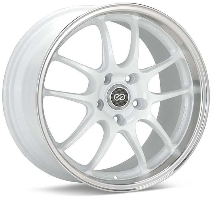 Enkei PF01SS 17x8 50mm Offset 5x114.3 75mm Bore White w/ Machined Lip Wheel