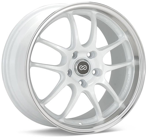 Enkei PF01SS 17x9 48mm Offset 5x114.3 75mm Bore White w/ Machined Lip Wheel